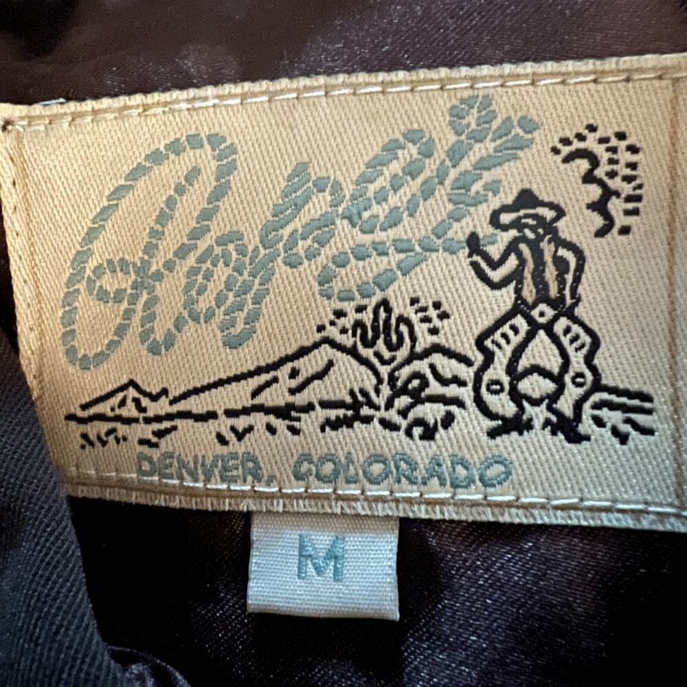 VINTAGE 1980s Roper Dark Brown Taupe Embroidery Amber Pearl Snaps Size M - Picture 6 of 7